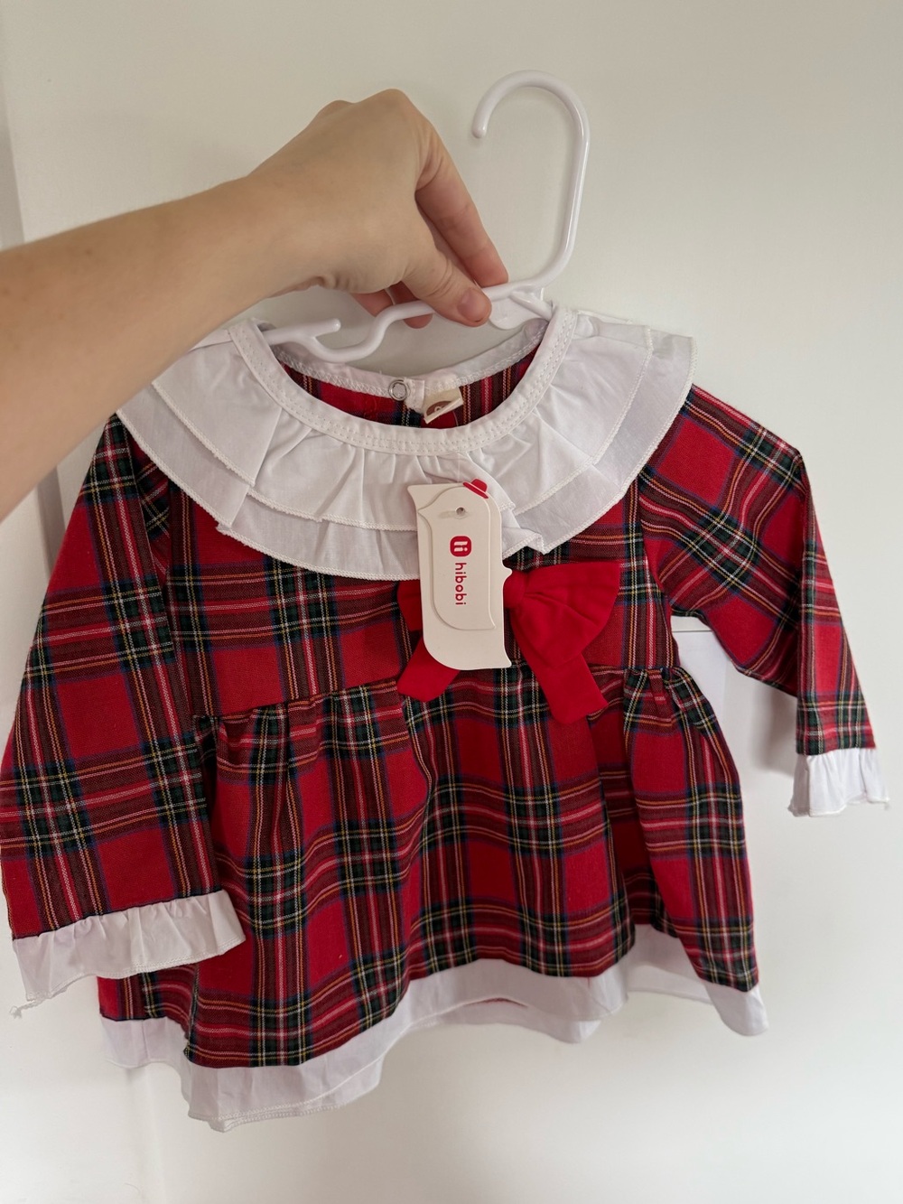 Girls Red Plaid Dress with White Ruffled Collar, NWT 24 months
